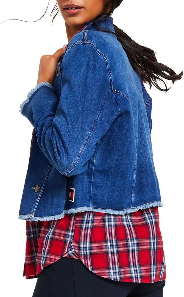 Женская спортивная куртка Tommy Hilfiger с длинным рукавом из денима, Moonlight Blue — фото 2