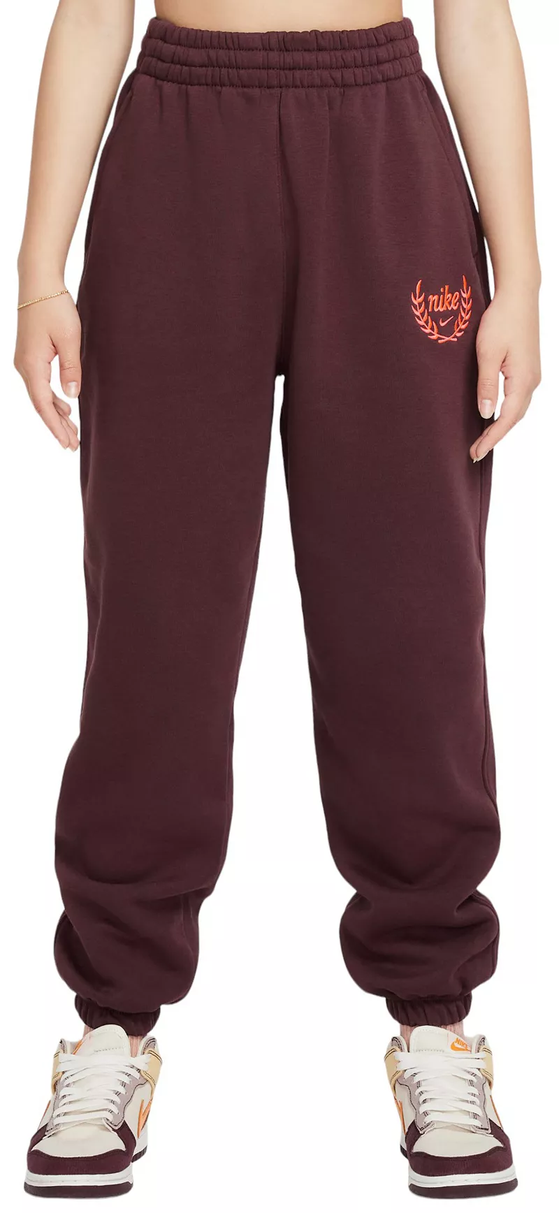 

Свободные флисовые брюки Nike для девочек Sportswear Club, цвет Burgundy Crush