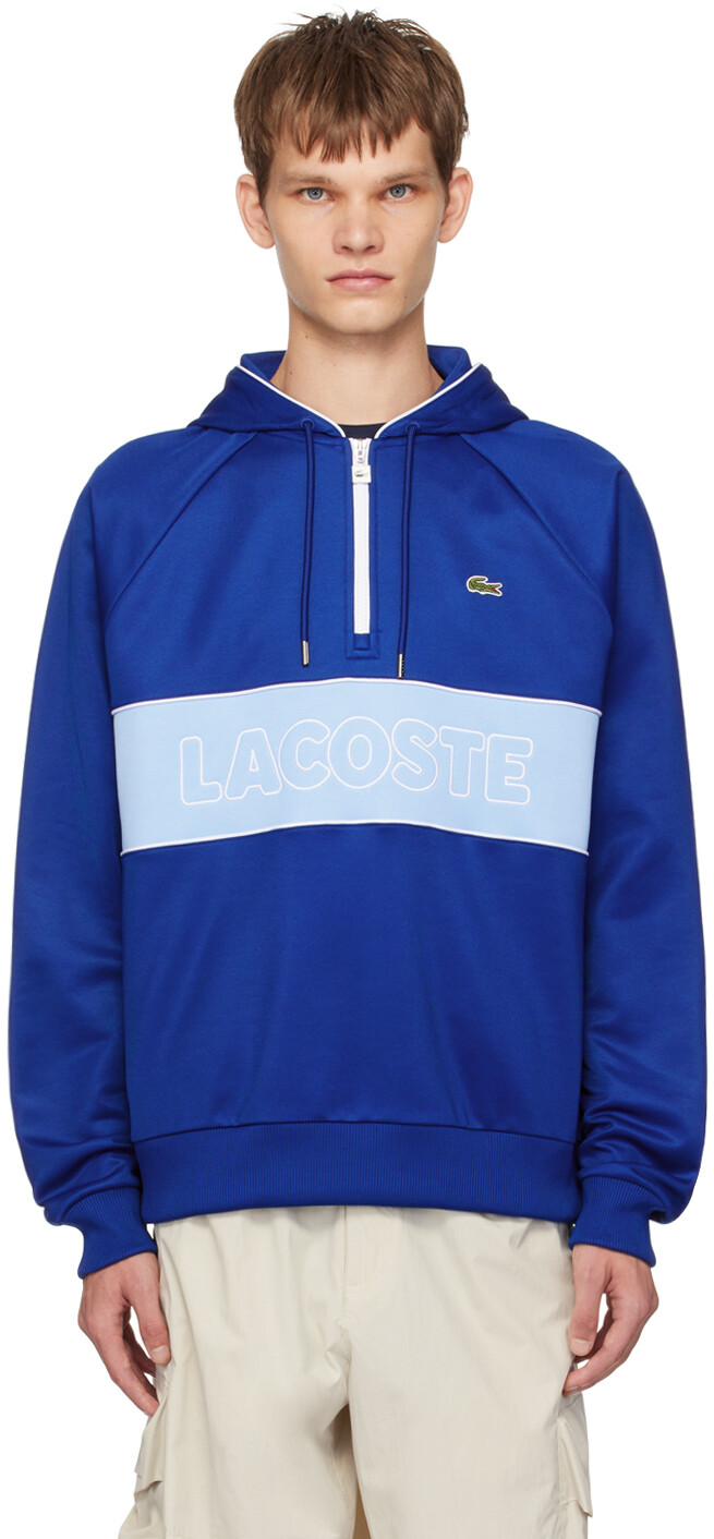 

Синяя толстовка с капюшоном на молнии Lacoste