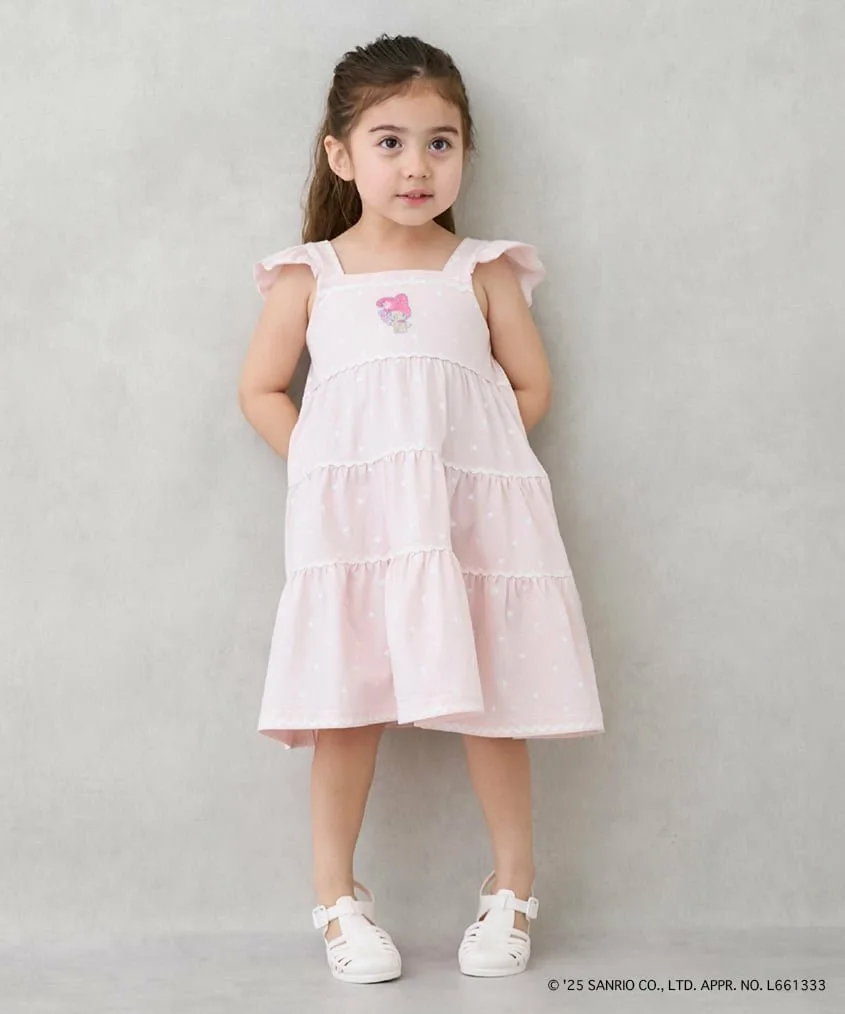 Платье с ярусным вырезом Petit main, Light Pink
