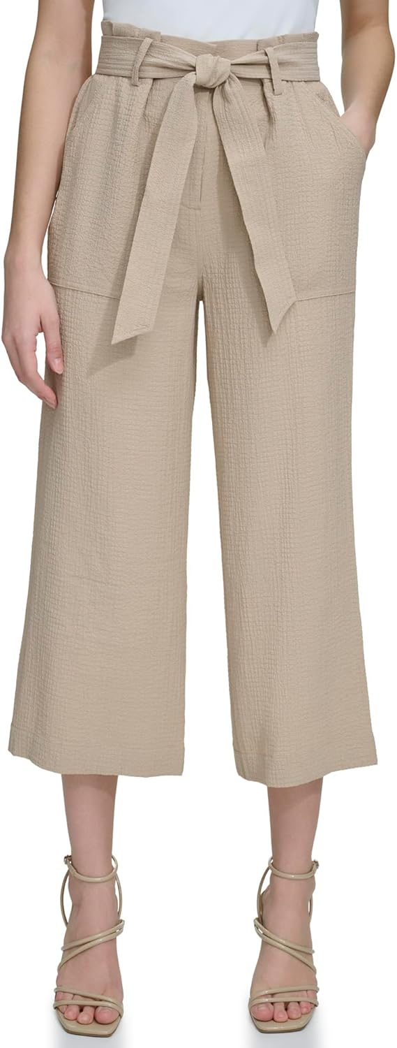 

Женские укороченные тканые брюки Calvin Klein с широкими штанинами, Nomad