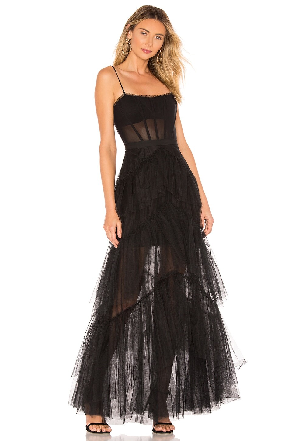 

Платье BCBGMAXAZRIA Corset Tulle Gown, черный