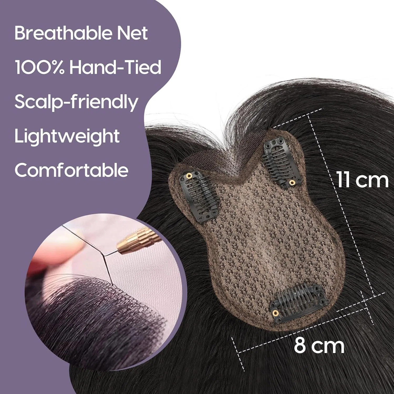 Женский шиньон S-noilite из 100% натуральных волос Remy на заколках, 21 г S-Noilite, #1B Natural Black (Side Pony) — фото 2