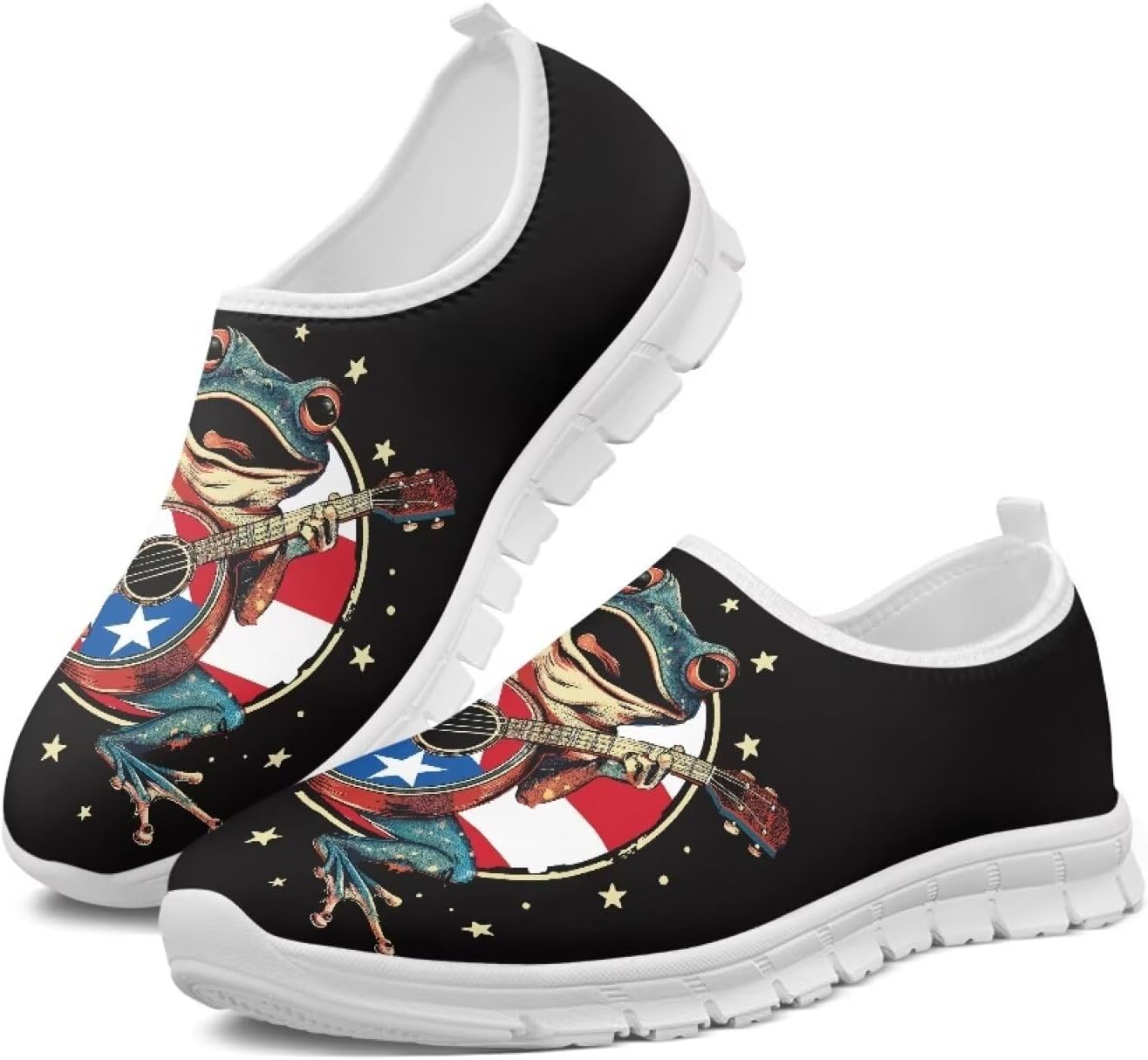 

Мужские слипоны кроссовки повседневные для путешествий и прогулок, плоские, противоскользящие, для активного отдыха и бега, низкие лоферы, размеры США 5-14 Qoiuvncy, Frog Guitar