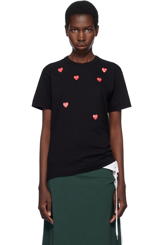 

Футболка с логотипом в виде нескольких сердец Comme Des Garçons Play, черный