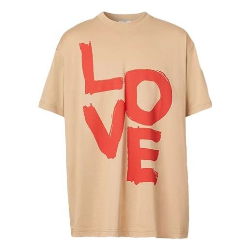 

Футболка men's love pattern loose short sleeve yellow Burberry, коричневый