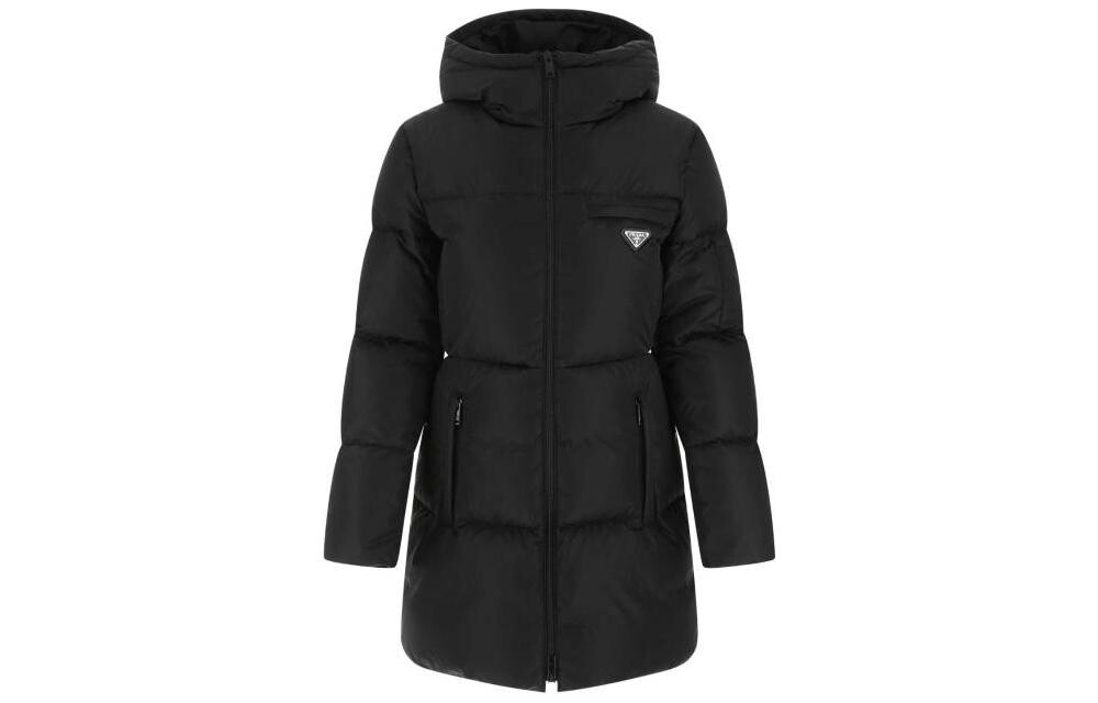 

Пуховик женский Prada с капюшоном, черный