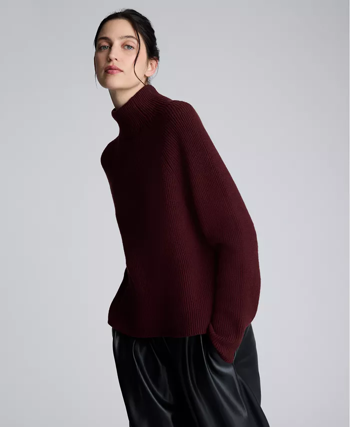 

Женский свитер с втачным рукавом и высоким воротником Kenneth Cole, красный