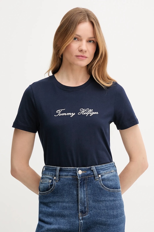 

Хлопковая футболка Tommy Hilfiger, темно-синий