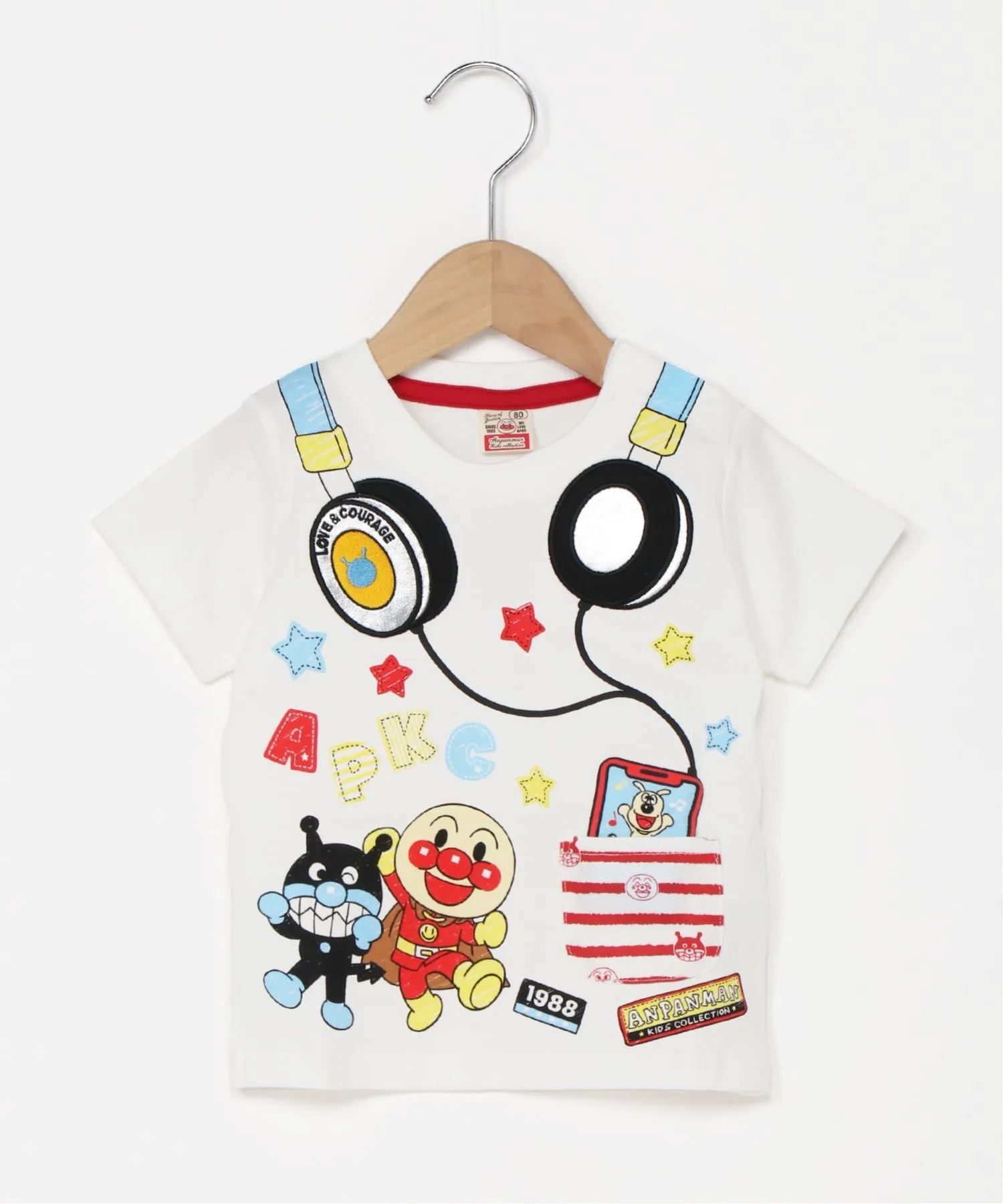Футболка с коротким рукавом и аппликацией в виде наушников Anpanman Kids Collection, цвет Off-White