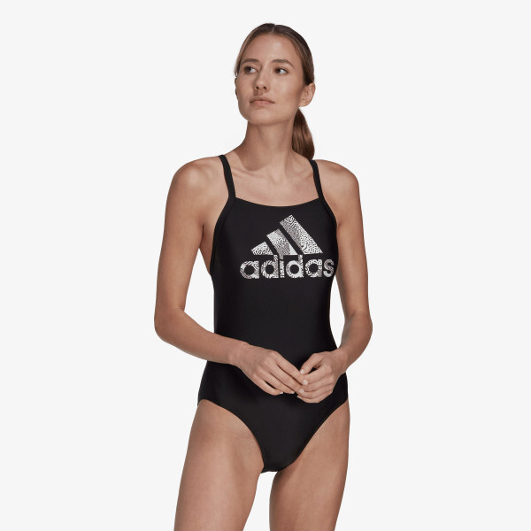 

Сплошной купальник с большим логотипом Adidas, черный