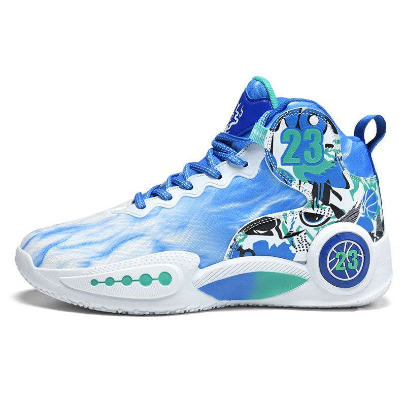 

Баскетбольные кроссовки для детей и подростков с отскоком и дышащей подошвой средней высоты Kuding, синий