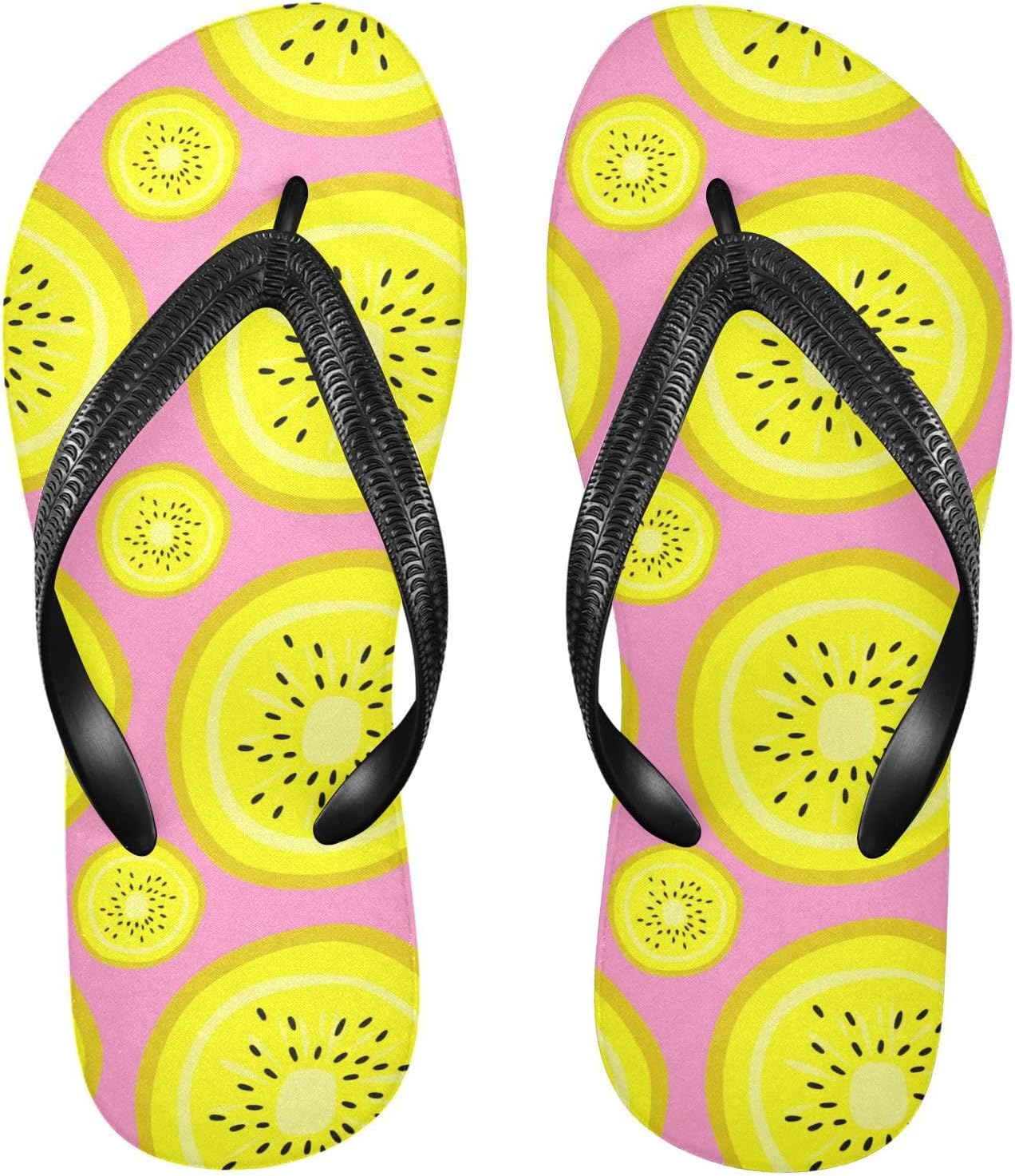 

Мужские и женские пляжные шлепанцы Kiwi Slice с розовой подошвой, резиновые противоскользящие летние тапочки для душа и прогулок Sinestour