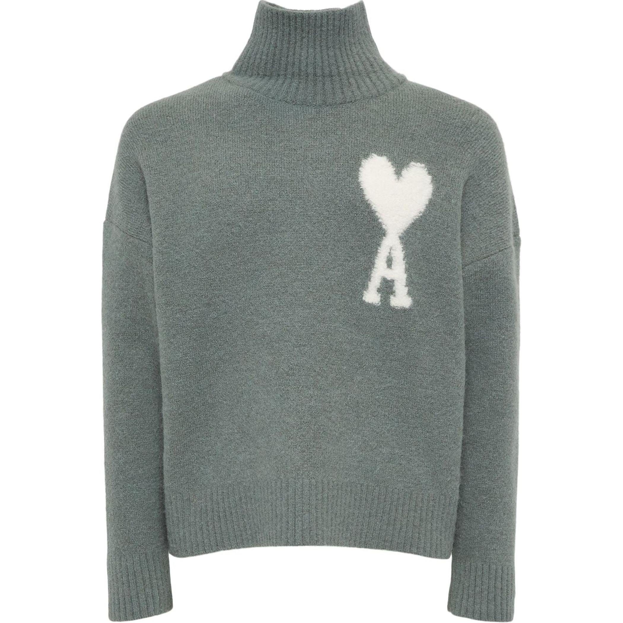 

Ami Paris Ami De Coeur Вязаный свитер с высоким воротником AMIPARIS, Зеленый