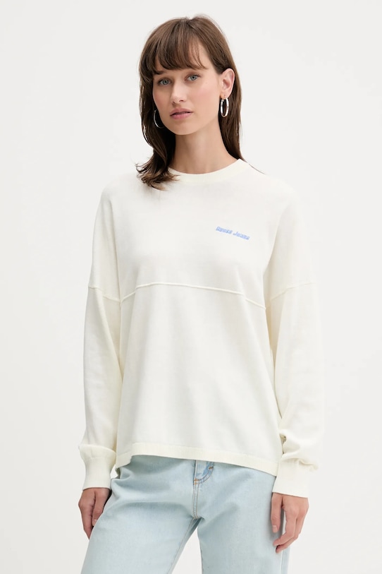 

Хлопковый свитер Guess Jeans, бежевый