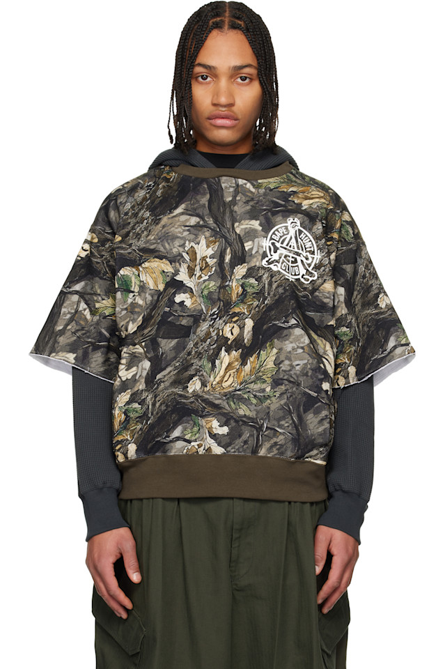 

Bape Толстовка с капюшоном цвета хаки с камуфляжным рисунком "древесная кромка"
