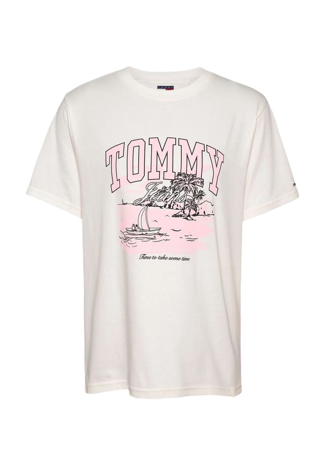 

Хлопковая футболка Tommy Jeans, экрю