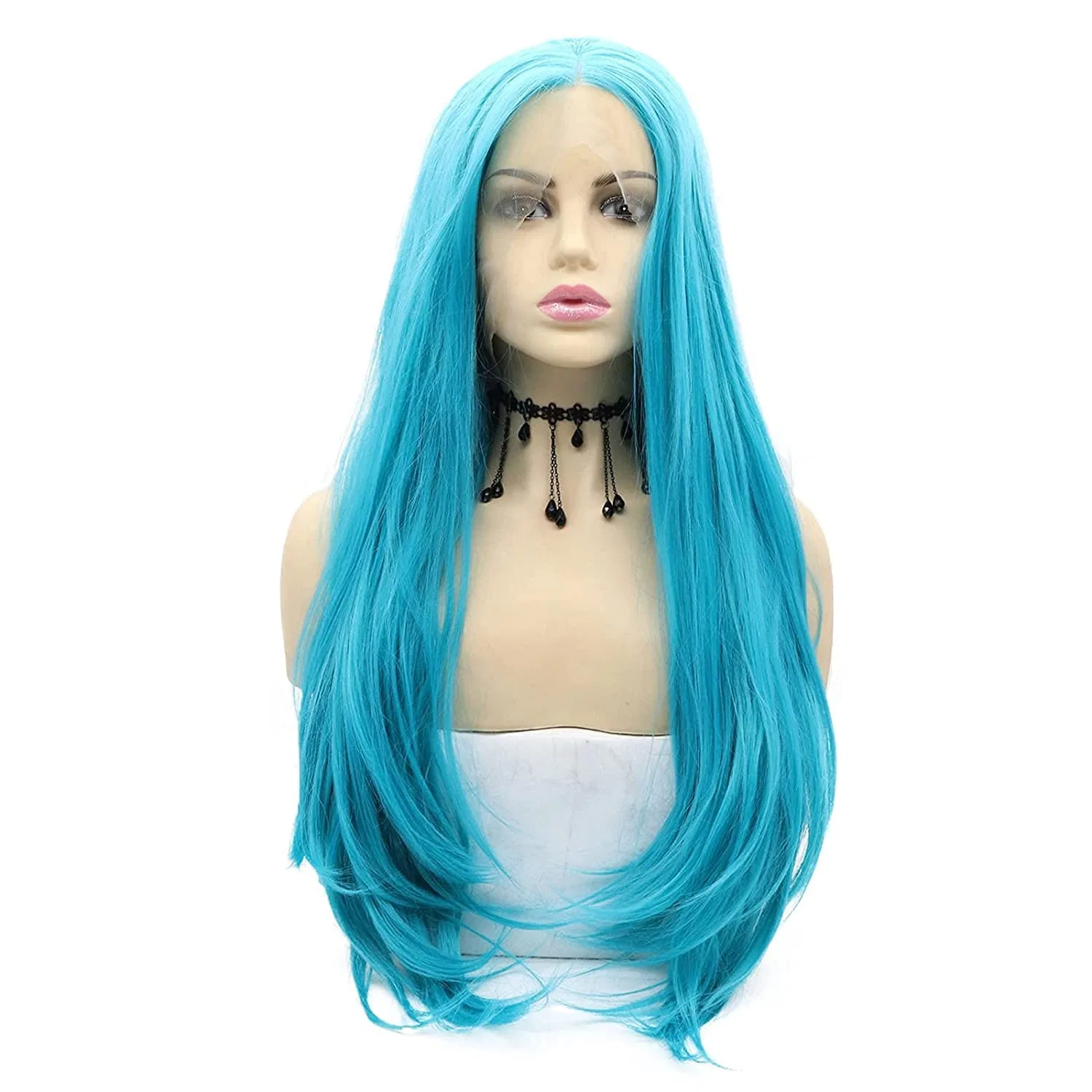 Длинный прямой парик «Pastel Blue» с кружевной передней частью Karissa Hair, Blue — фото 3