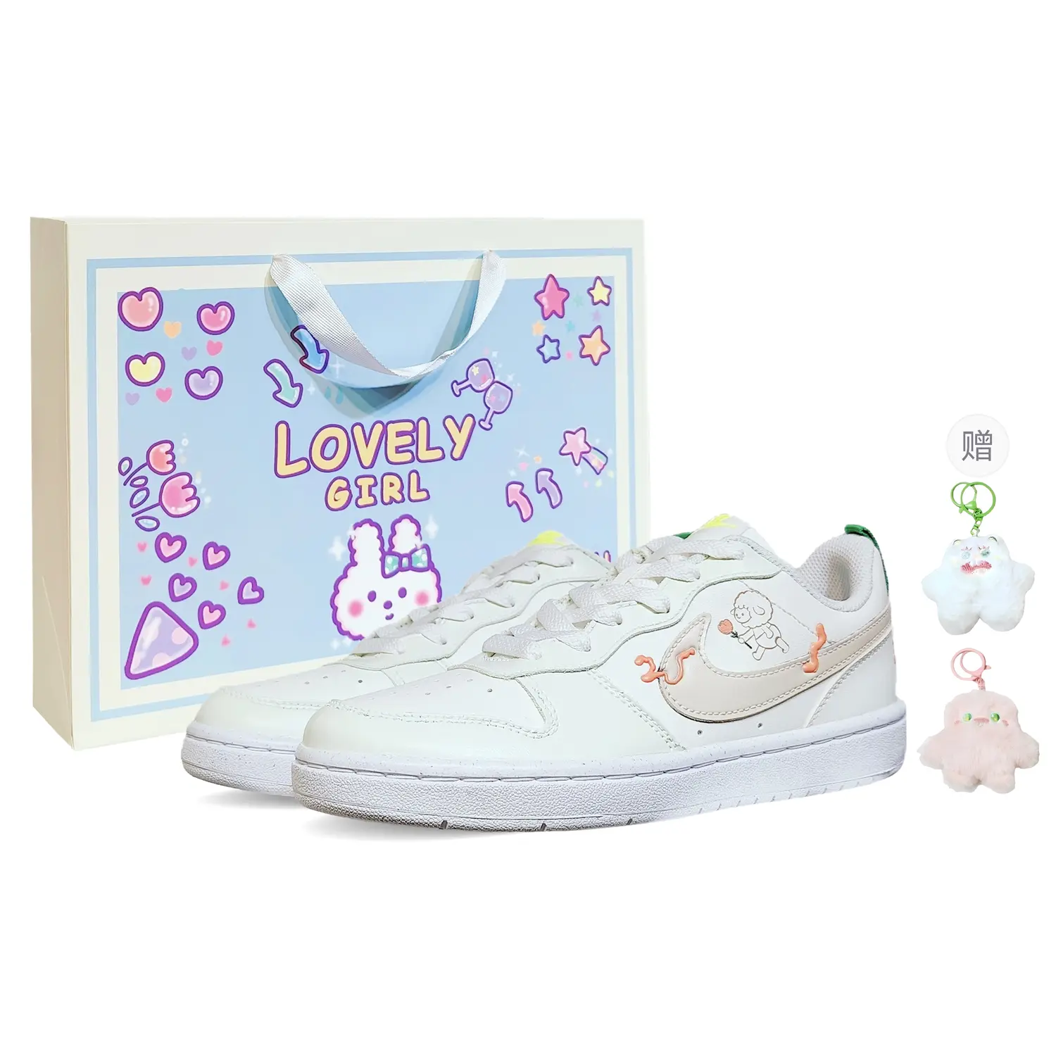 

Nike Кроссовки для скейтбординга Court Borough Flower Sheep Years Slip Resistant низкие детские ecru для подростков