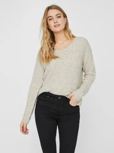 

Свитер Vero Moda с V-образным вырезом "VMCREWLEFILE LS V-NECK BLOUSE NOOS", цвет Birch Melange