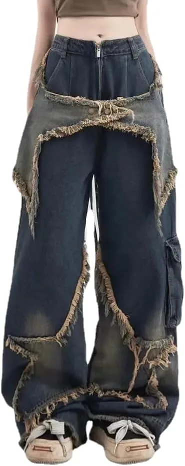 

Винтажные джинсы Y2K в стиле панк прямые широкие grhaat