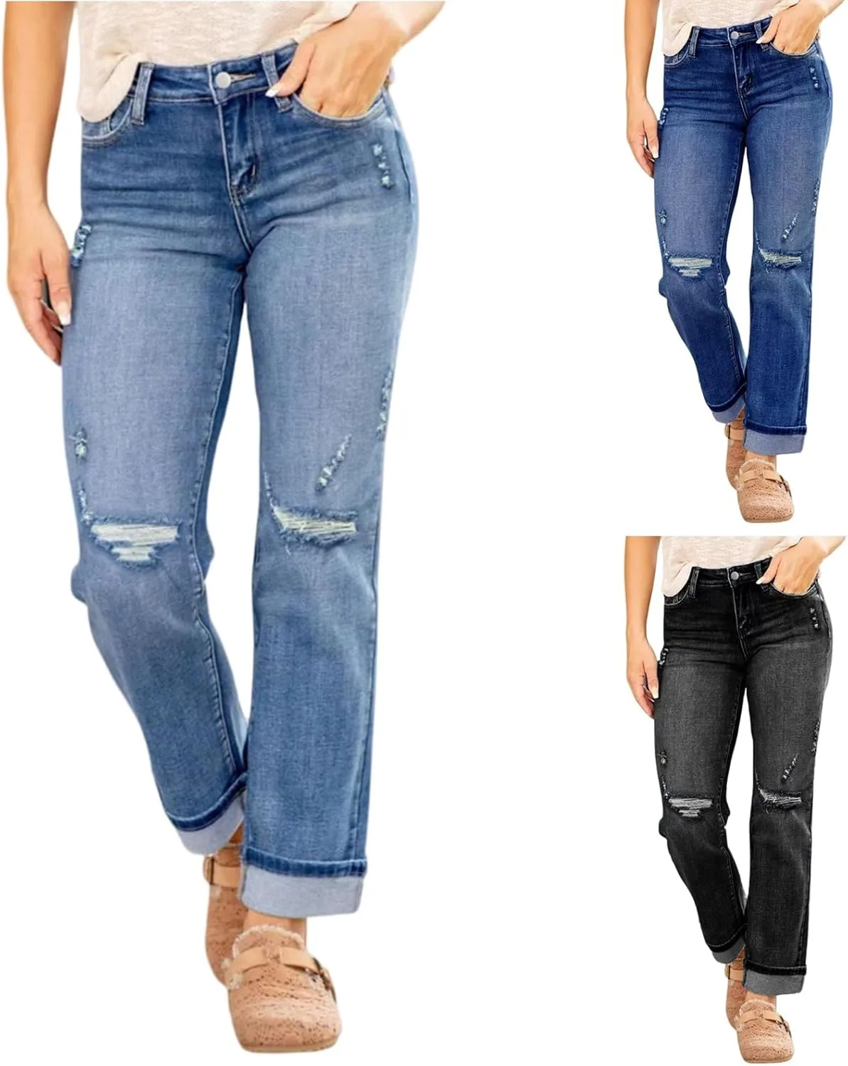 

Женские джинсы Wide Leg High Waisted Stretchy Denim