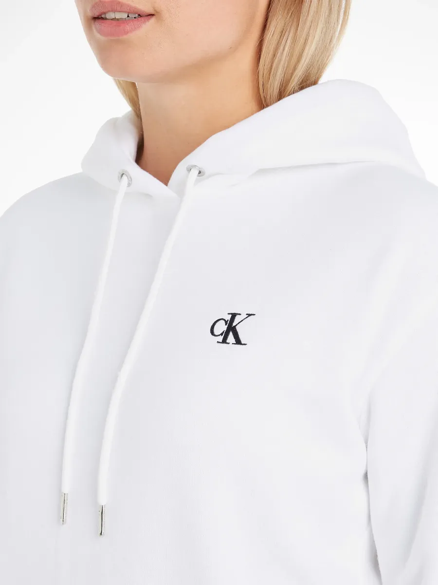 Толстовка Calvin Klein Jeans с капюшоном "CK EMBROIDERY HD" и вышивкой монограммы CK, белый — фото 3