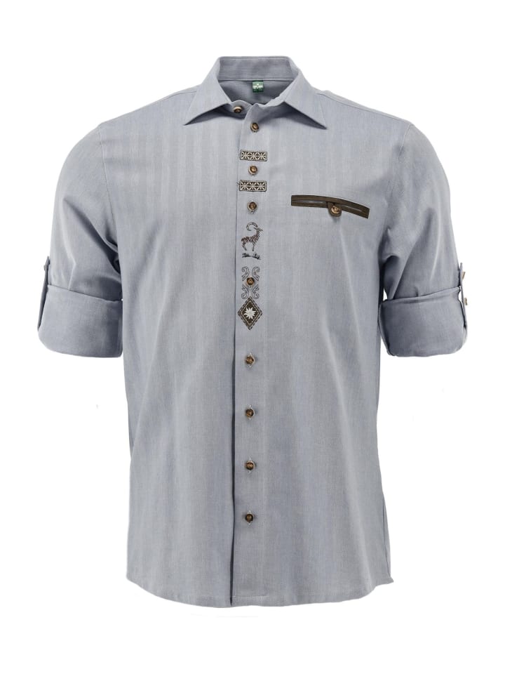 

OS-Trachten Традиционная рубашка Эсуниу светло-голубого/голубого цвета