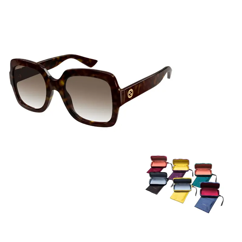 

GUCCI Прямоугольные солнцезащитные очки в оправе, Brown