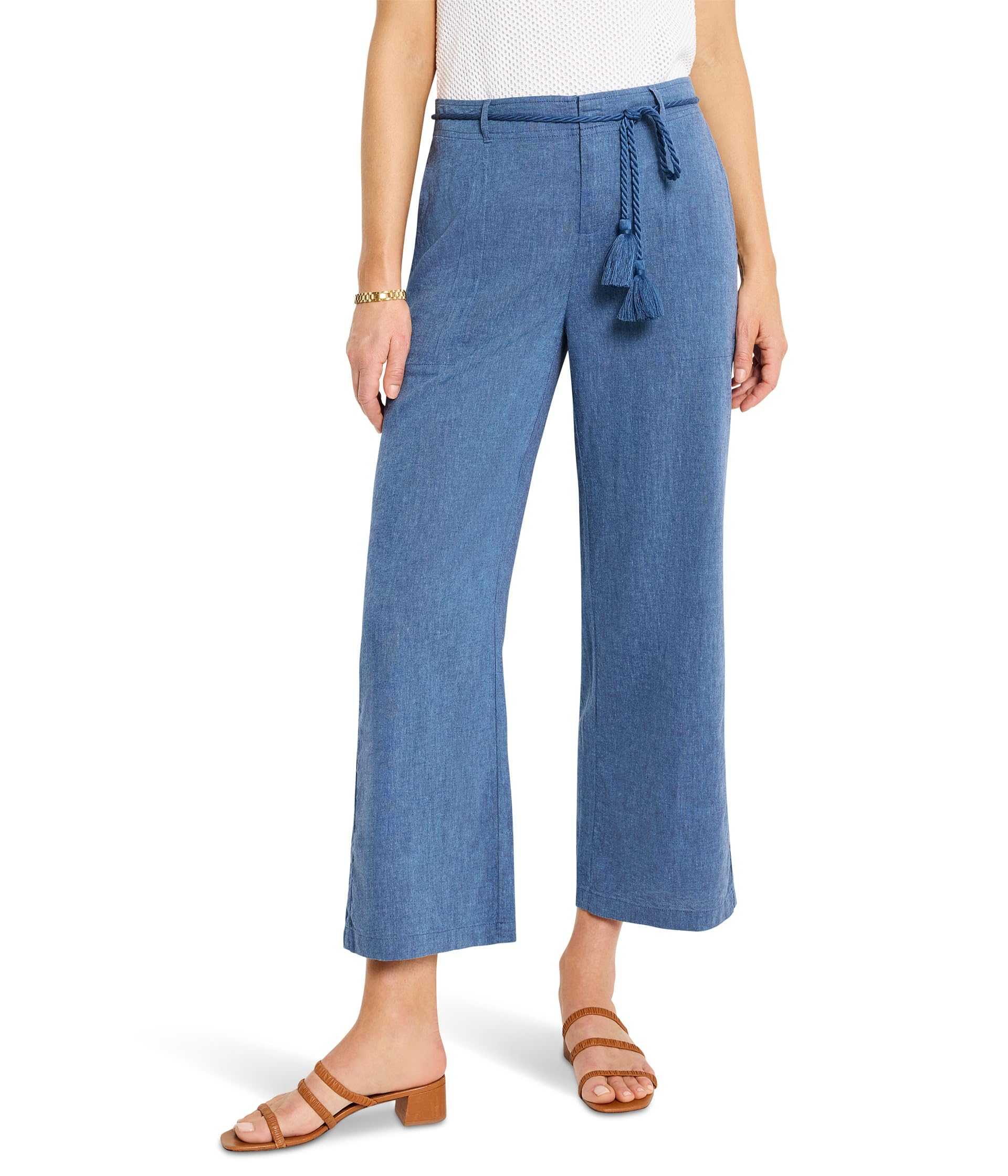 

Брюки NIC+ZOE Petite 28" Rumba Linen Rope Belt Pants, Blue Mix
