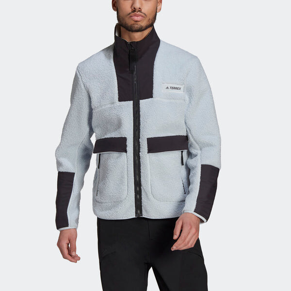 Куртка adidas Terrex Outdoor logo Sports Fleece Stand Collar Jacket Light Blue, синий — фото 2
