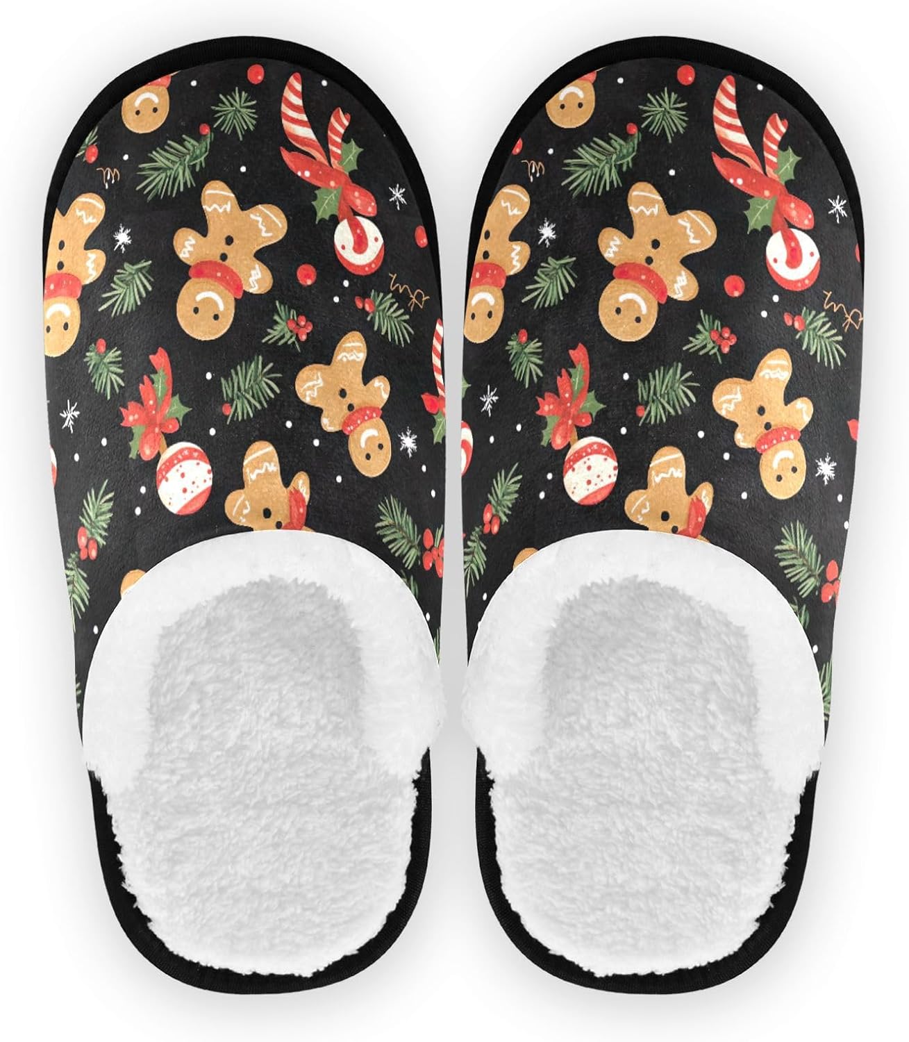 

Зимние рождественские домашние тапочки UMIRIKO с пряничным дизайном для женщин и мужчин, моющиеся, с подошвой против скольжения, с мешком для хранения для путешествий и спа 20859100, Gingerbread Pine