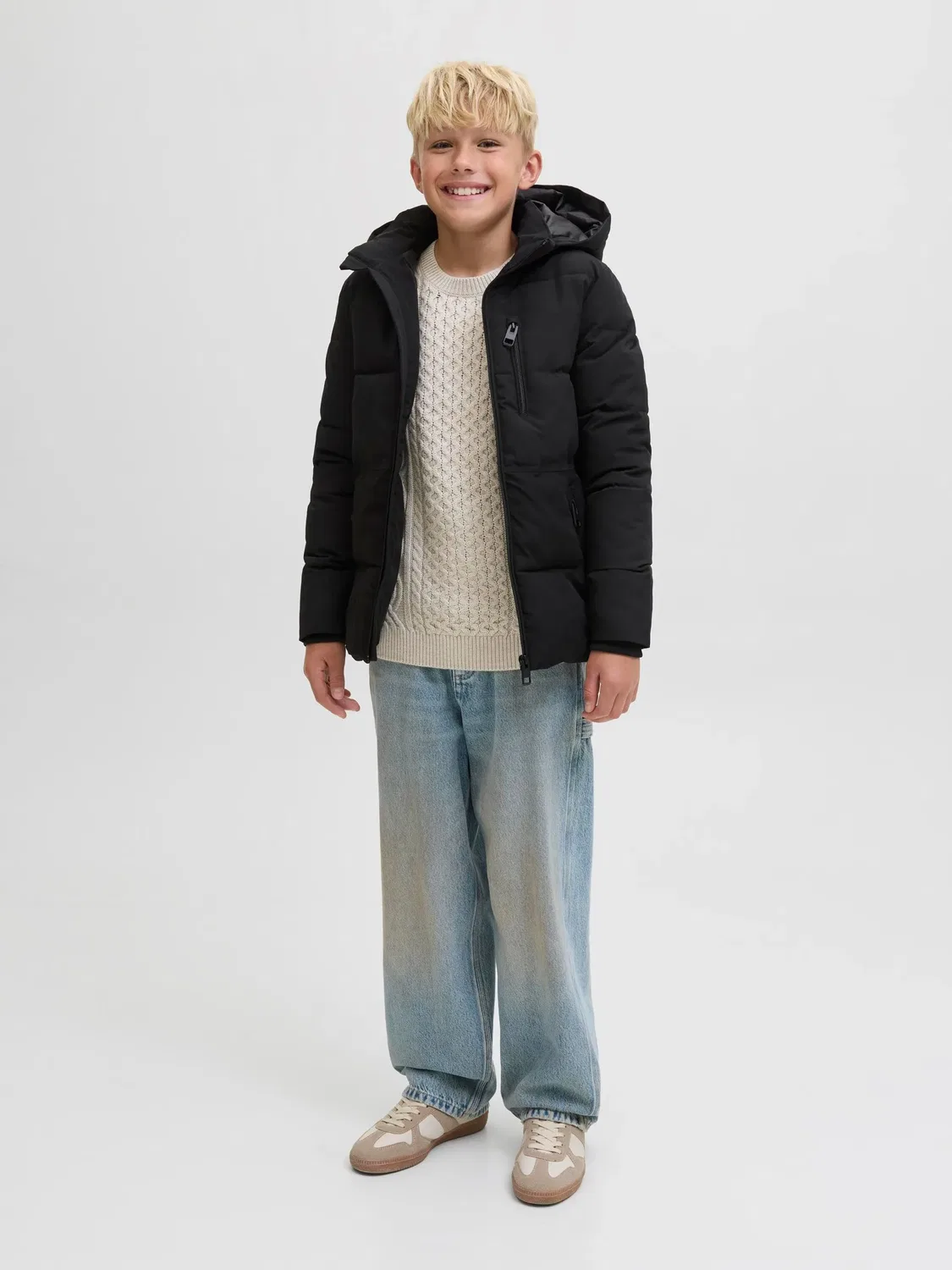 Стеганая куртка, легкая, JACK & JONES Junior, черный — фото 4