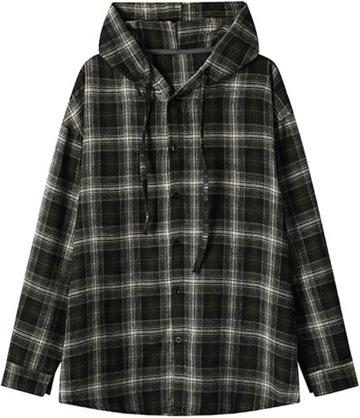 

Мужская фланелевая толстовка-рубашка с капюшоном, длинным рукавом и пуговицами Xiaojmake