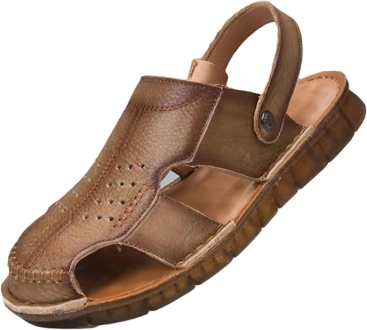 

Мужские спортивные сандалии HNVAVQ с закрытым носком, дышащие сандалии, летние пляжные туфли для рыбалки, кожаные прогулочные сандалии, B