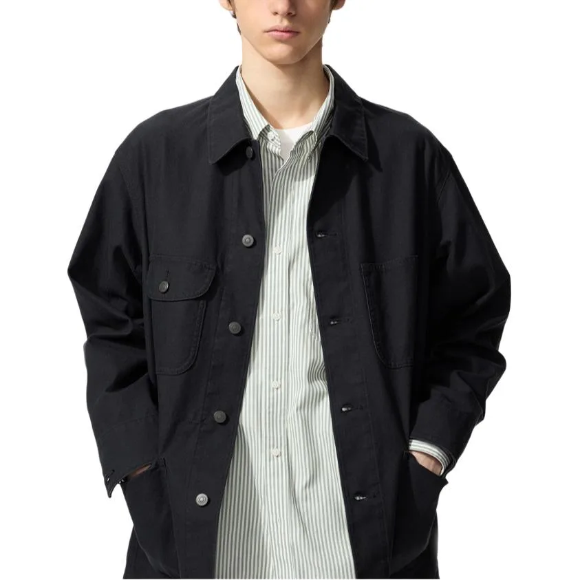 UNIQLO Куртка унисекс черная с лацканами для работы