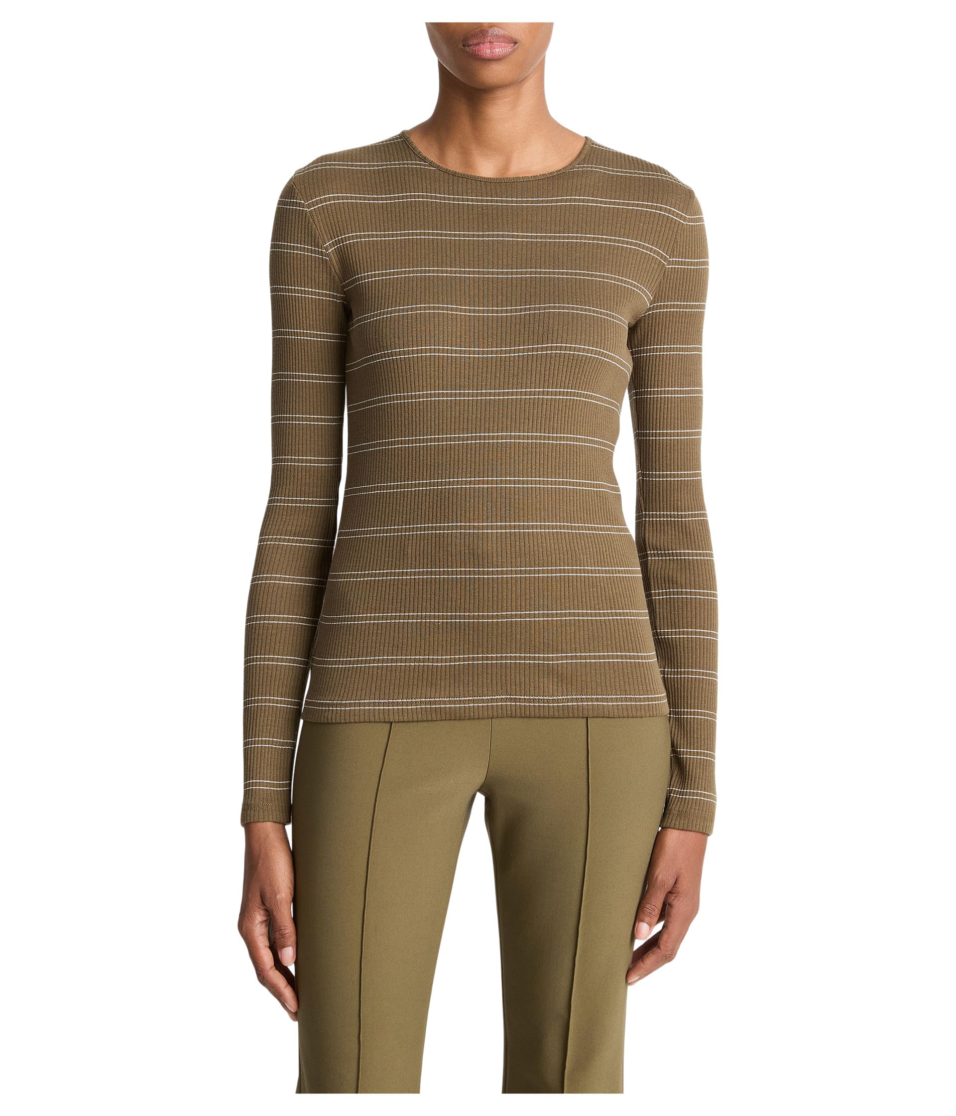 

Футболка Vince Striped Long Sleeve Crew Neck T-Shirt, цвет Cypress Combo