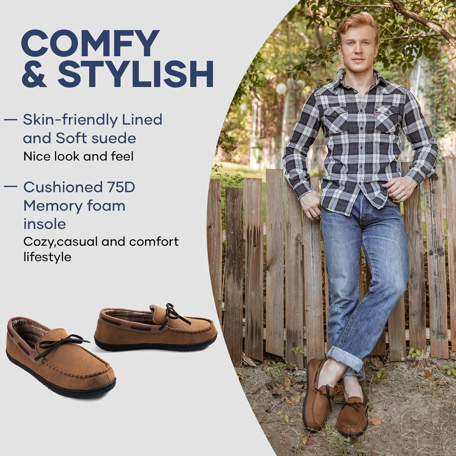 

Мужские мокасины ULTRAIDEAS Luke с эффектом памяти, уютные домашние тапочки, теплые и комфортные тапочки для мужчин, домашние обувь-лоферы с противоскользящей подошвой для дома и улицы, серый