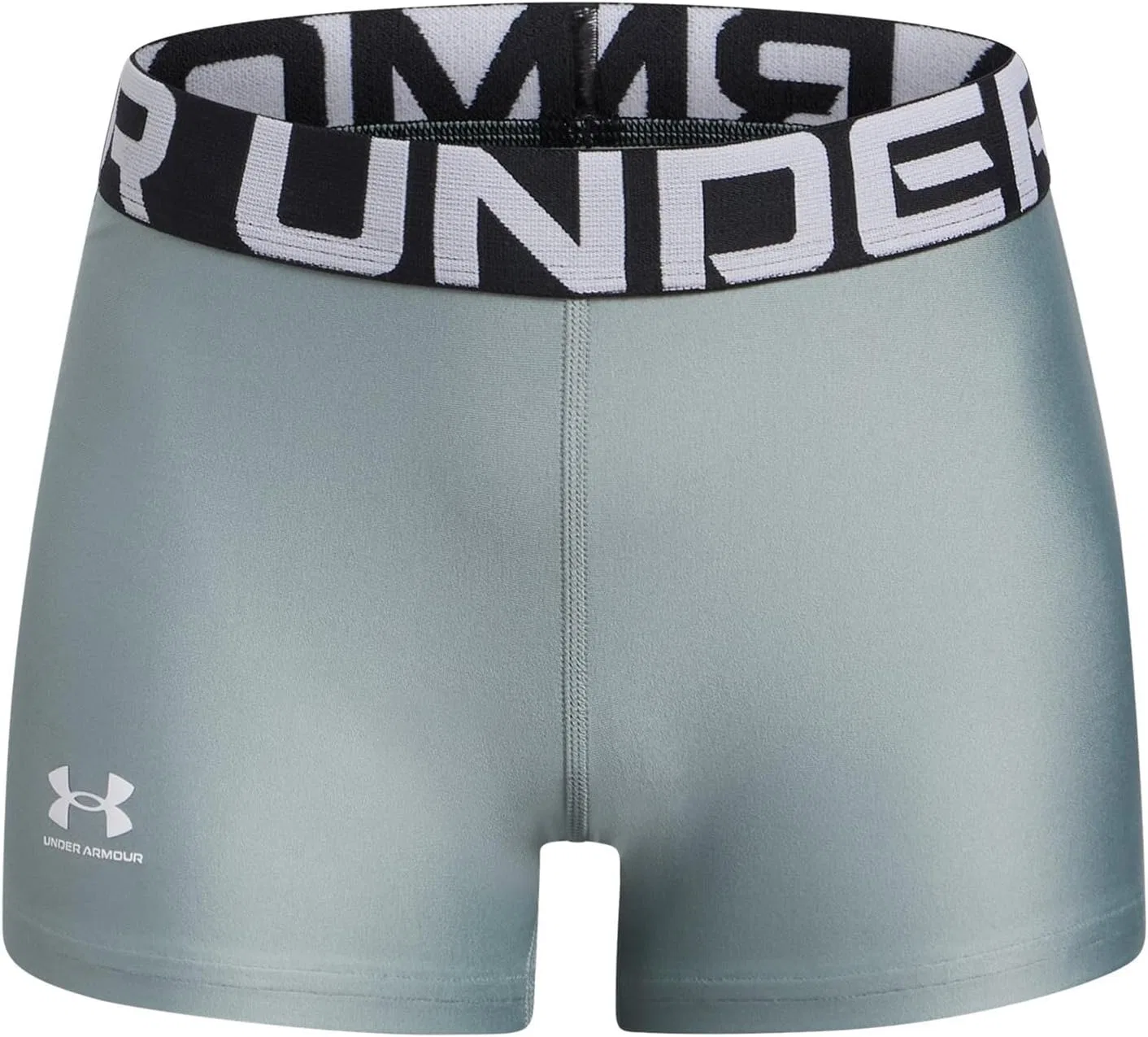 Короткие шорты Under Armour Girls' HeatGear Shorty, (348) Silica Green//White — фото 3