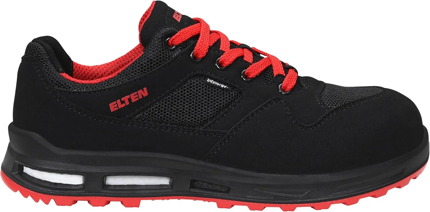 ELTEN Унисекс ELTEN Lakers Xxt Low Esd S1p Защитные кроссовки для женщин и мужчин Спортивные легкие черные/красные с пластиковым колпачком — фото 2