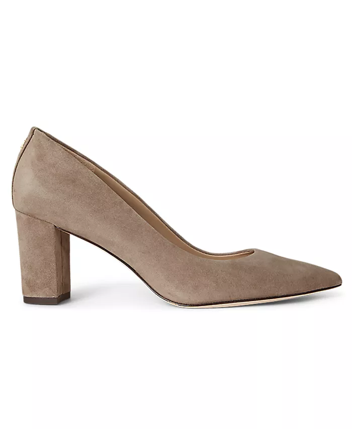 Женские туфли-лодочки Lanette на блочном каблуке из замши Lauren Ralph Lauren, коричневый — фото 2