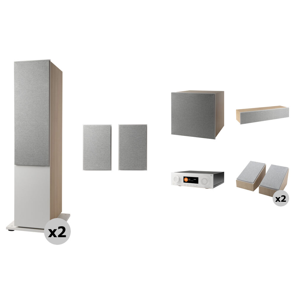 

Комплект из 9.2-канального A/V-ресивера JBL MA9100HP и акустики Atmos Surround Sound 5.1.4 (латте/белый)