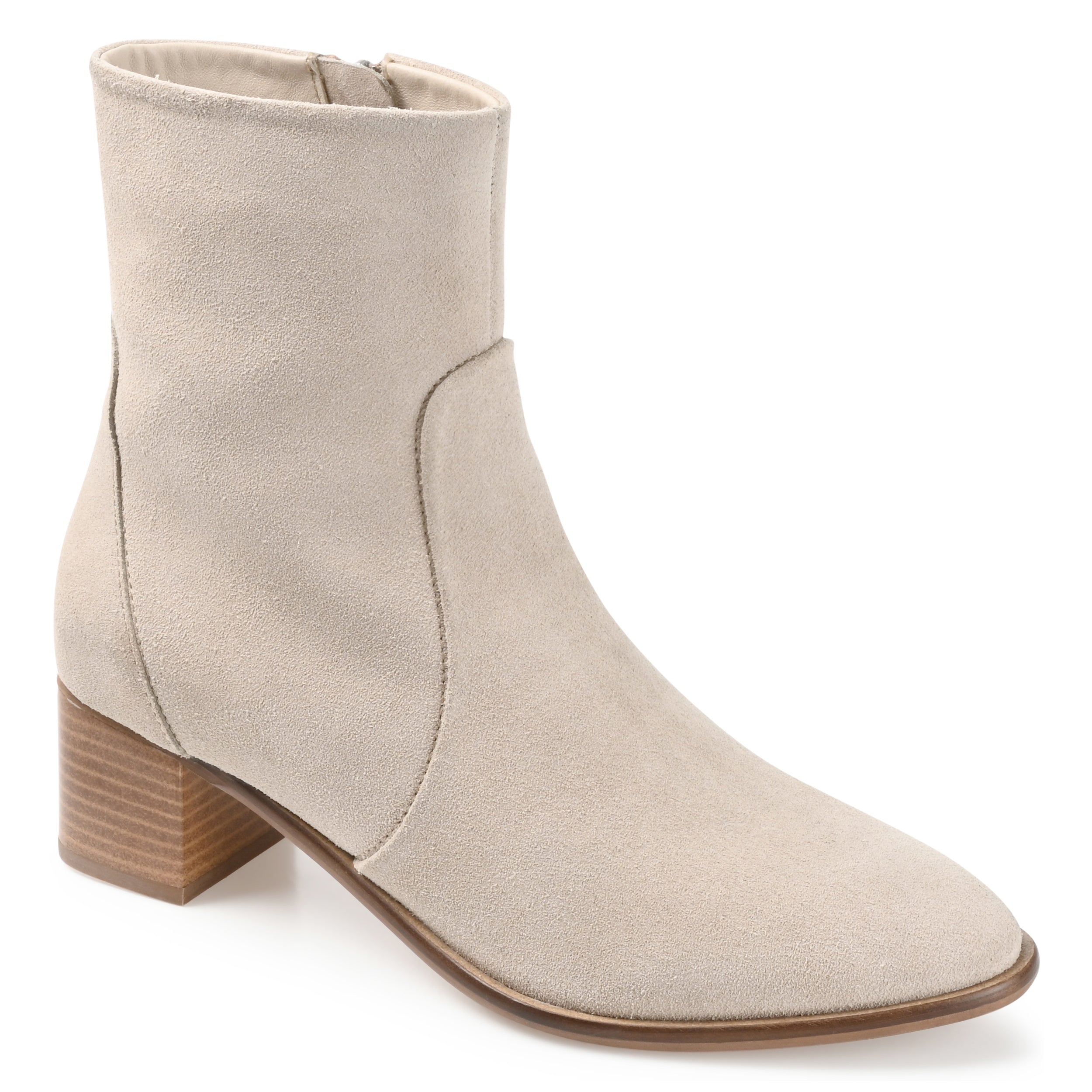 Женские ботильоны Journee Signature из натуральной кожи Airly Almond Toe Stacked Ankle Boots, цвет sand