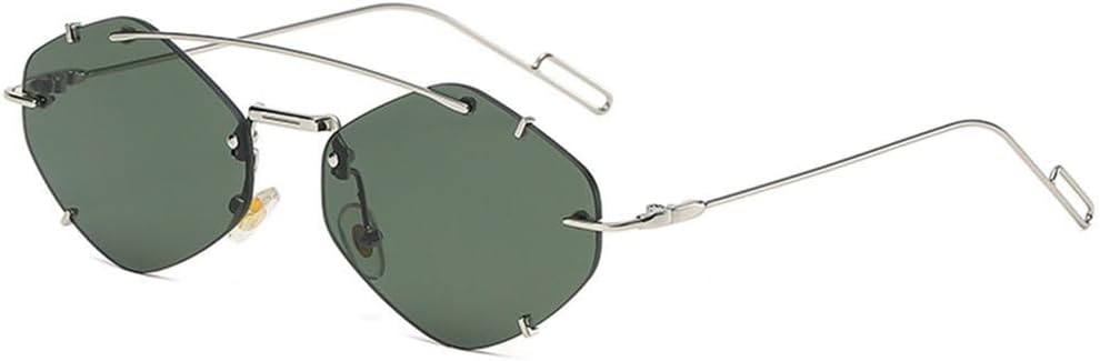 

Модные солнцезащитные очки с шестиугольной оправой и защитой от УФ-излучения UV400, в стиле ретро, ​​без оправы, для пляжа, путешествий и повседневной носки KTUCN, Army Green