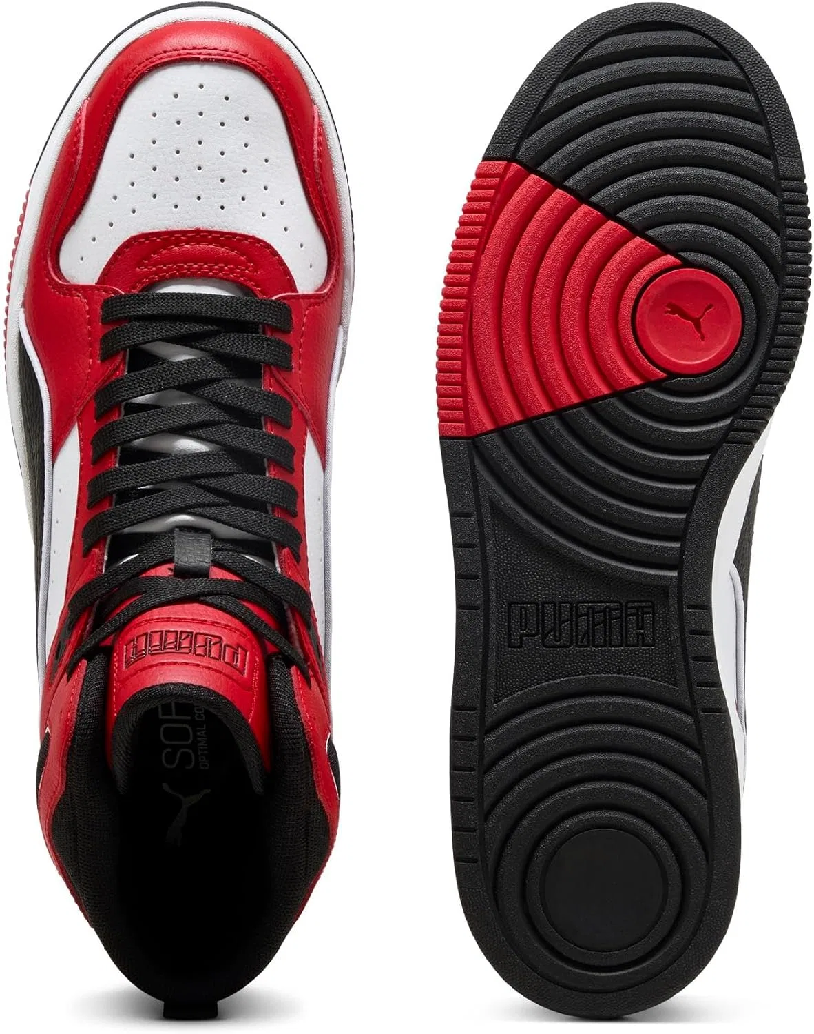 Кроссовки Puma Unisex RBD Break Mid Trainers, Puma White Puma Black For All Times Red — фото 4
