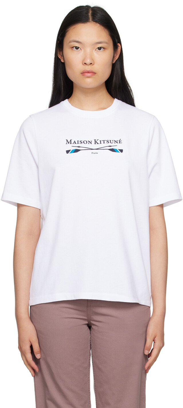 

Белая футболка с вышивкой Maison Kitsune, Белый, Белая футболка с вышивкой Maison Kitsune