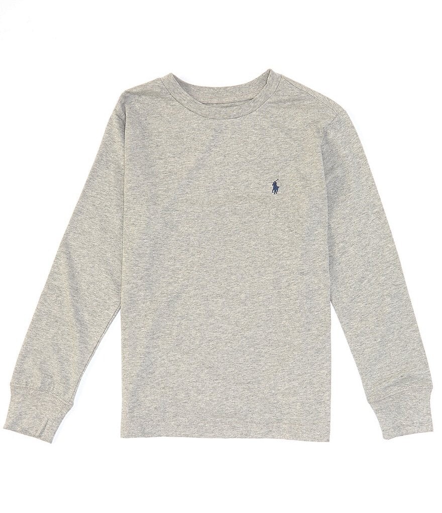 

Трикотажная футболка с длинными рукавами и круглым вырезом Polo Ralph Lauren Big Boys 8–20, серый