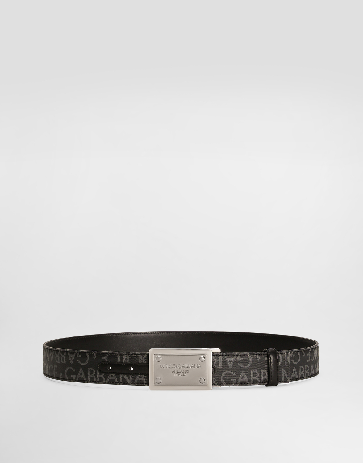 

Пояс из жаккарда с покрытием и фирменной нашивкой Dolce & Gabbana, черный