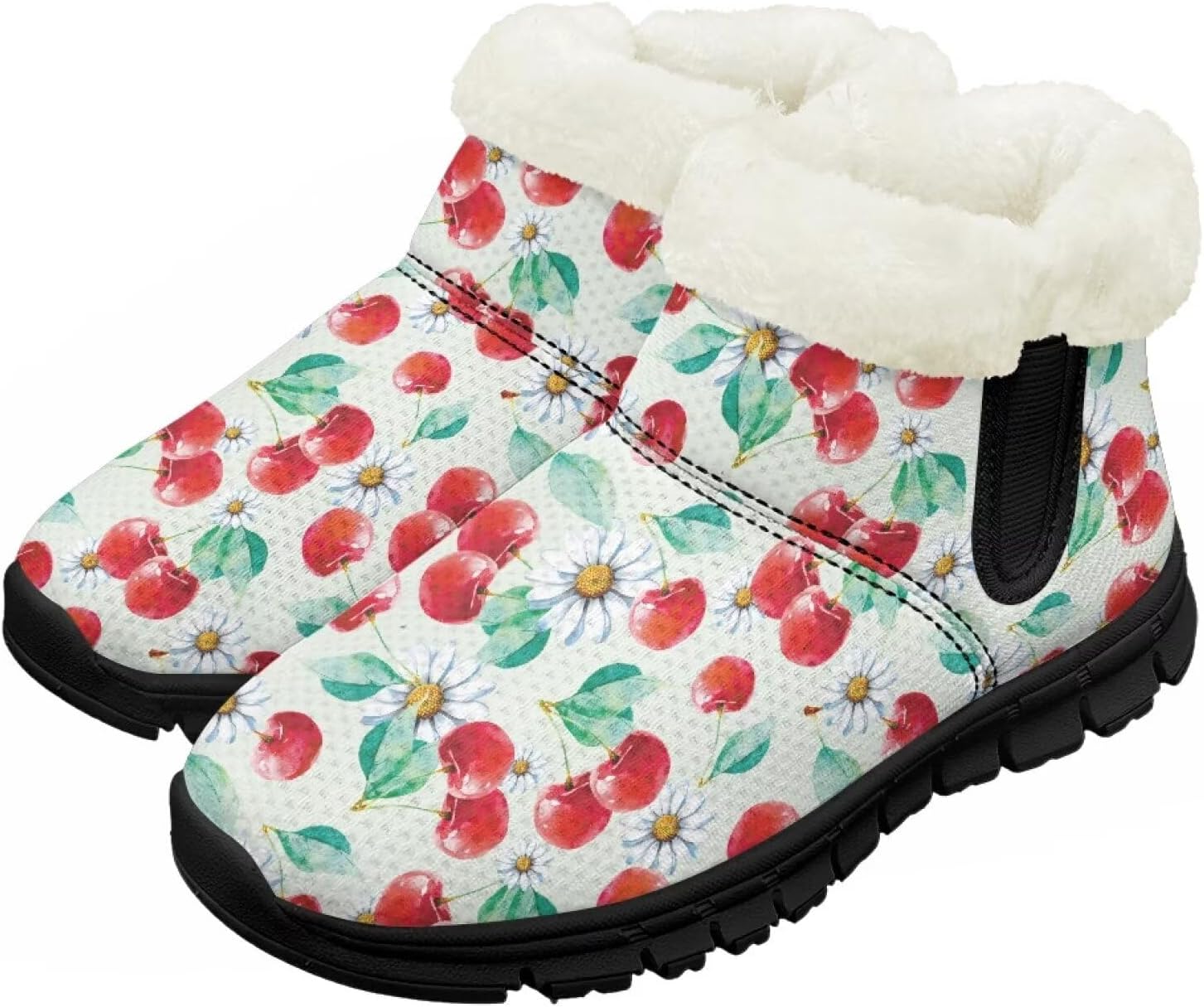 

Зимние ботинки для девочек и мальчиков, ботильоны для детей, теплые с мехом, противоскользящие Pzuqiu, Sweet Cherry