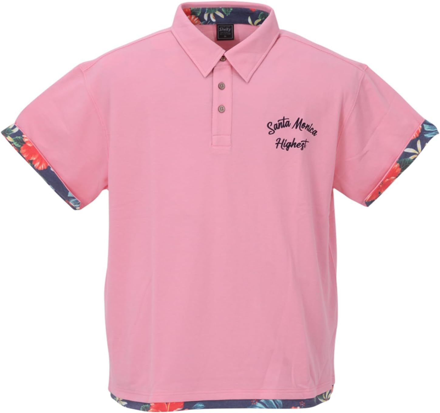 

Мужская поло-рубашка Shelty из пике с ботаническим рисунком и многослойной отделкой, с коротким рукавом, светло-розовый
